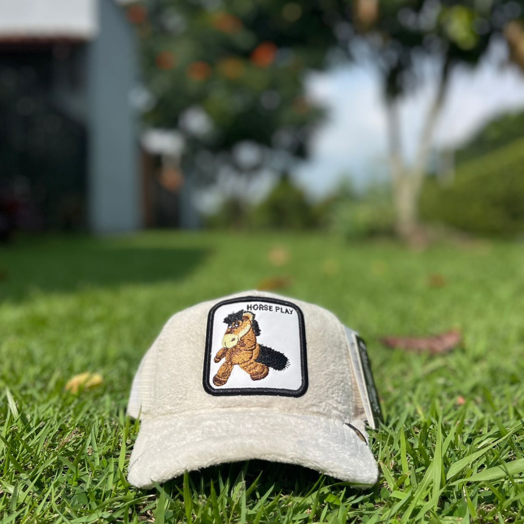 Gorras Trucker Horse en Azul con Vinotinto & Blanca estilo Peluche