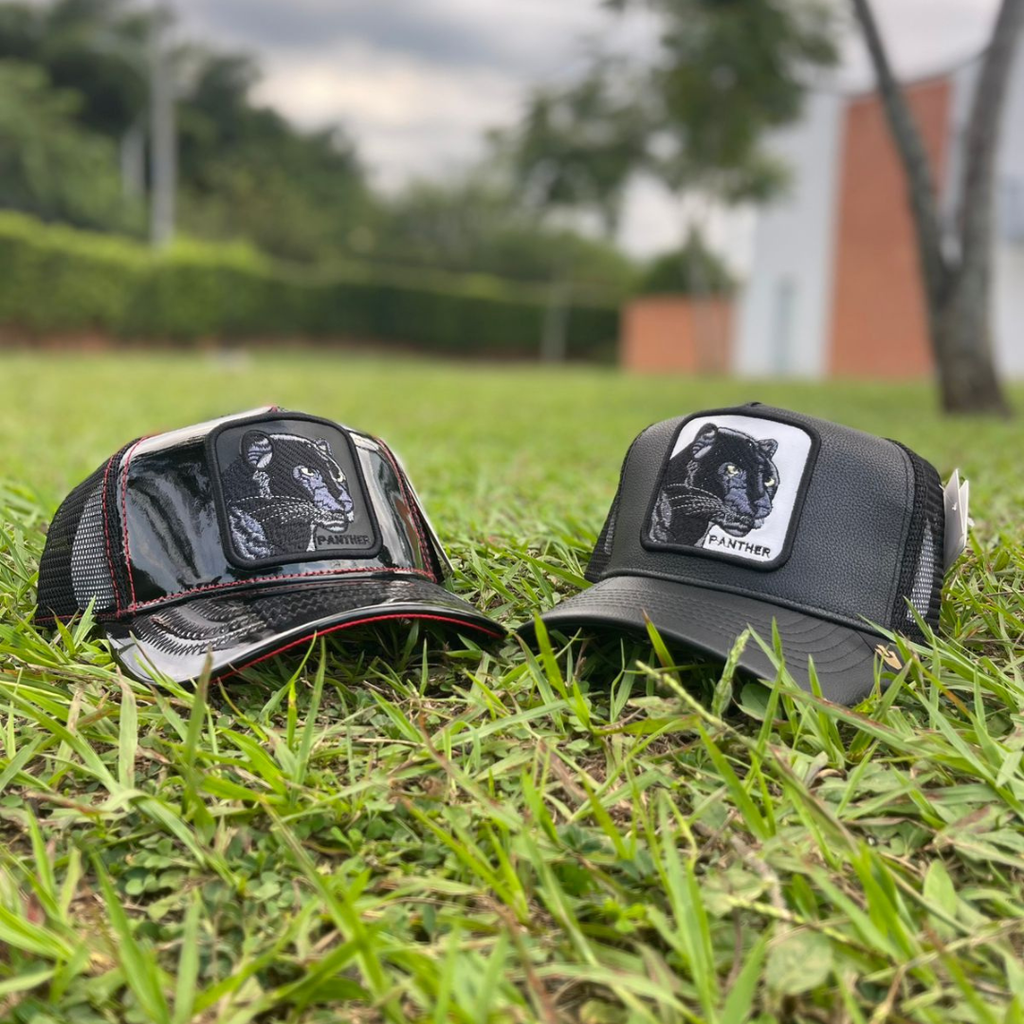 Gorras Trucker Panther, Negra Mate & Negra Charol (Brillante)