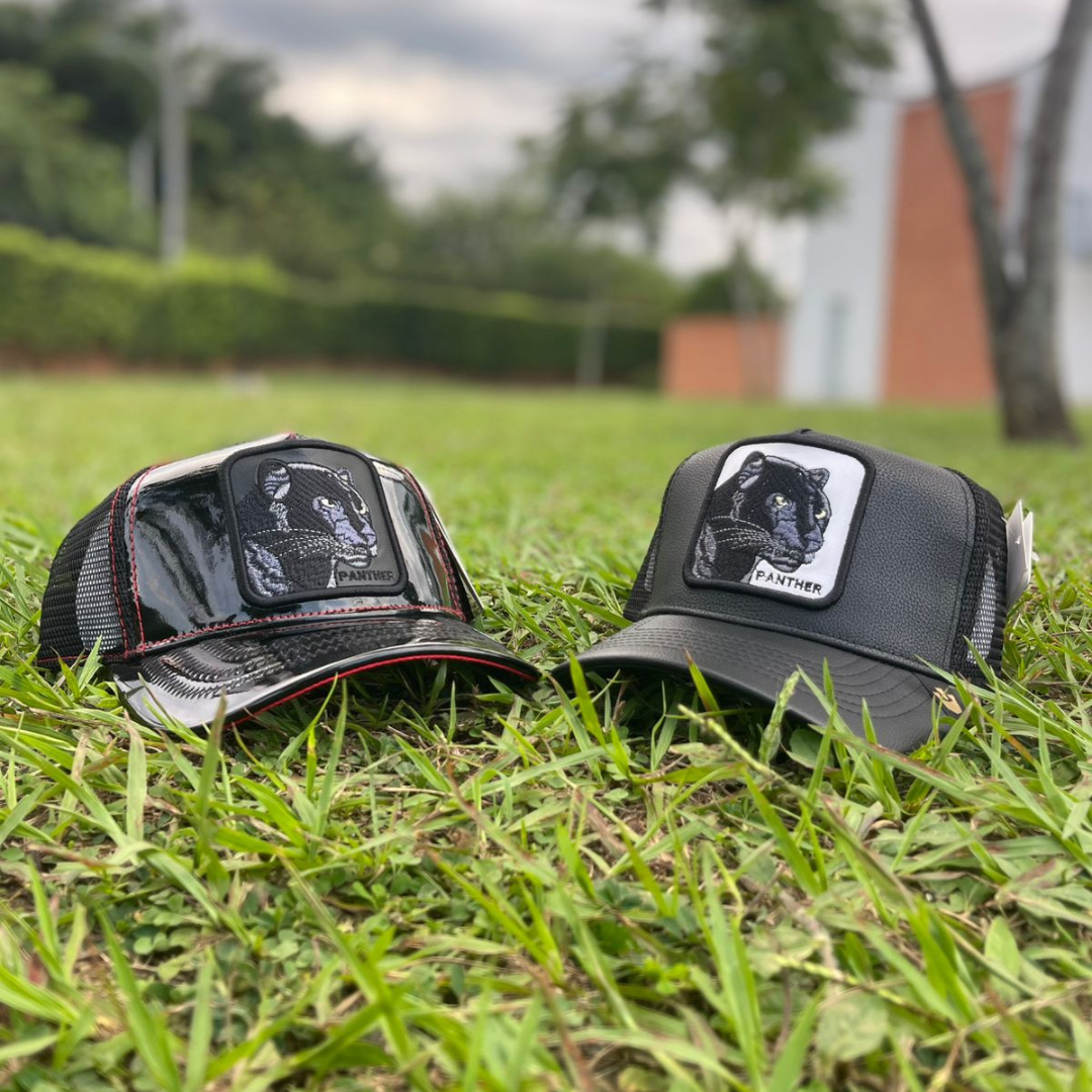Gorras Trucker Panther, Negra Mate & Negra Charol (Brillante)